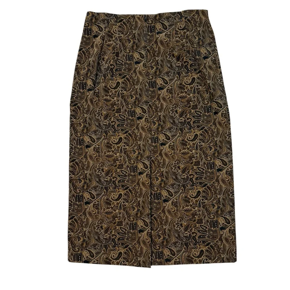 Briggs New York Women’s 16 Brown Paisley Maxi Skirt Classic Grandmacore - Picture 5 of 6